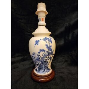 Vintage Delft Blue Mini Lamp Beautiful Peacock Marked No Shade Untested